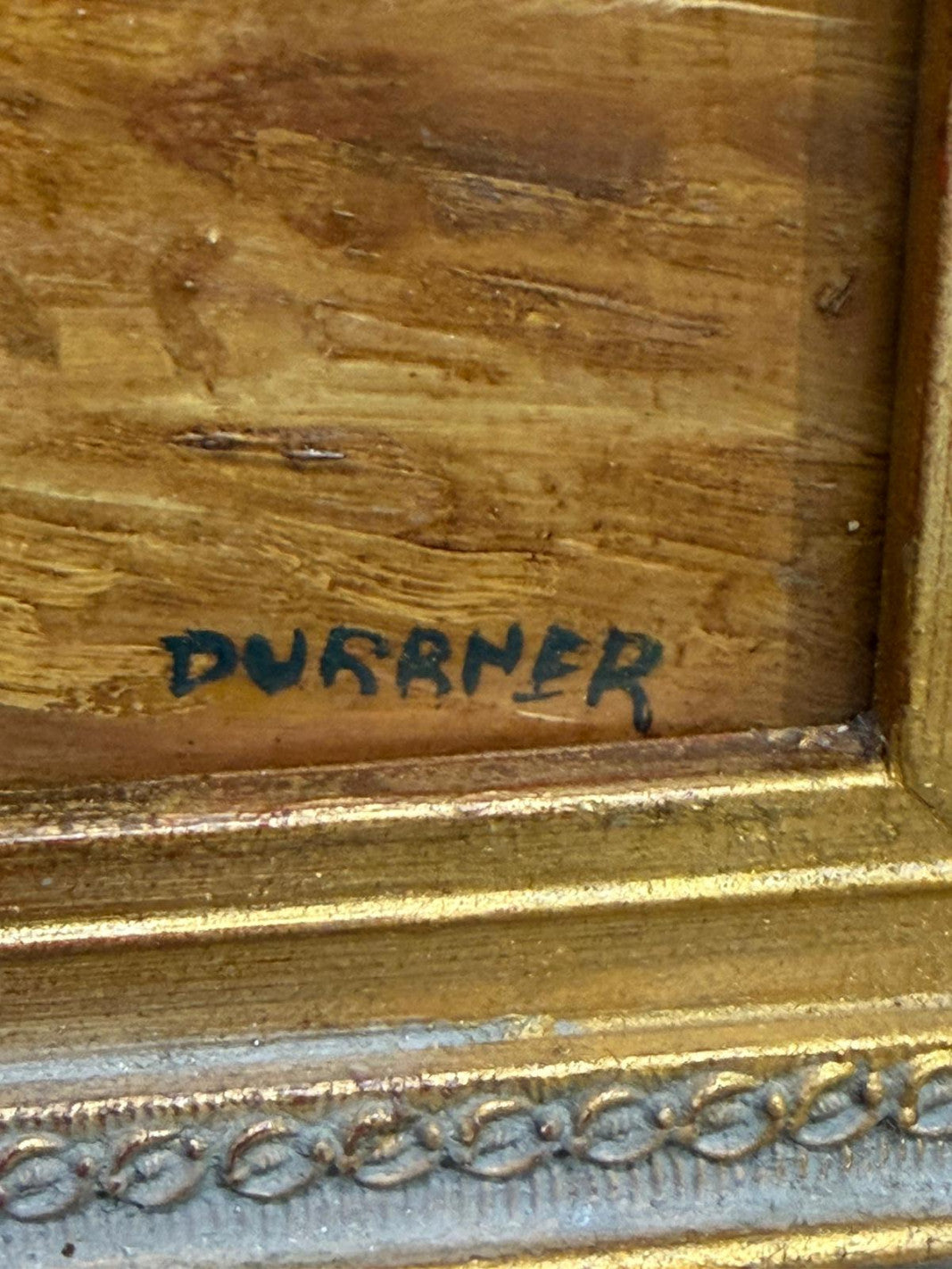 Original close-up of the painted signature and surface condition