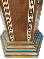 Pair of Marquetry Column Tables — original marquetry and base condition detail on white