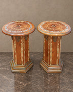Pair of Marquetry Column Tables in a styled setting