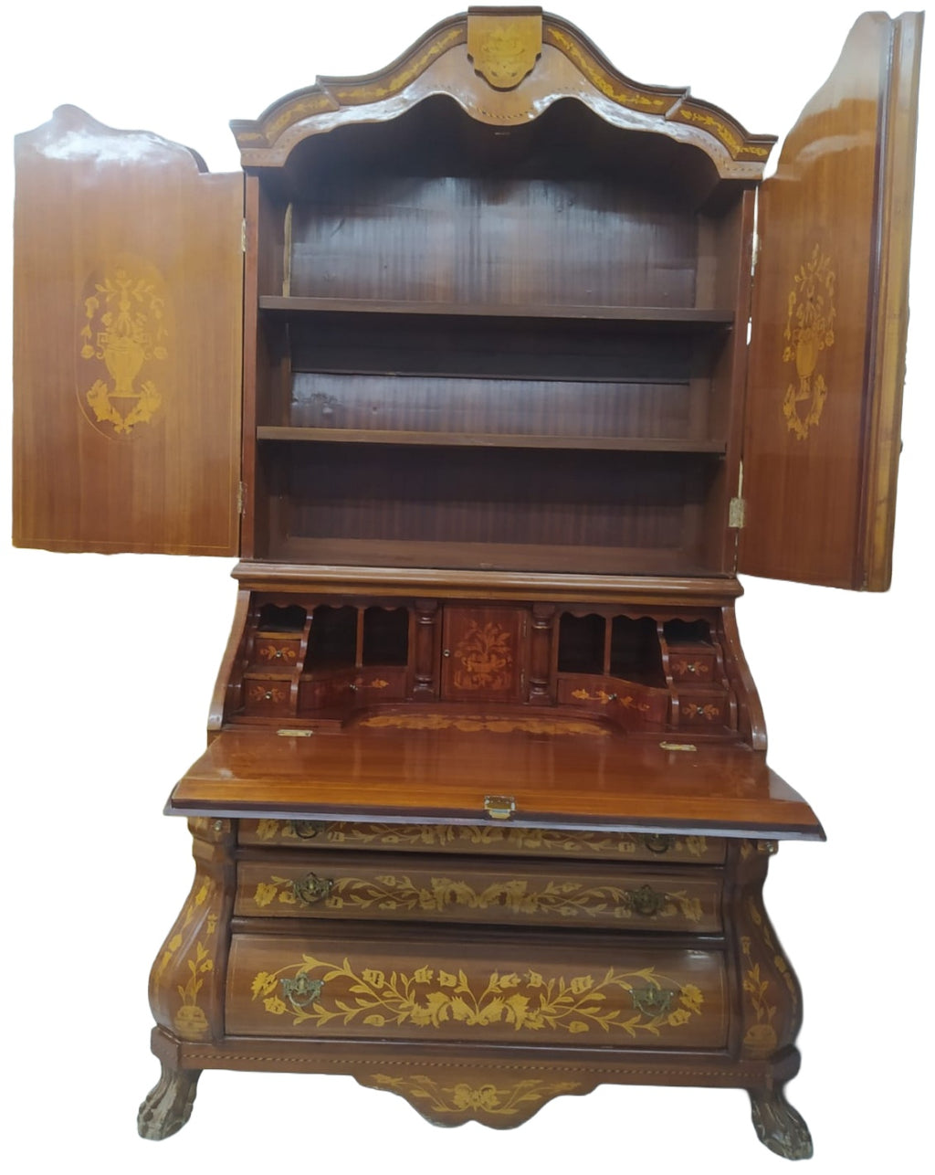 Floral Marquetry Bureau Cabinet — original alternate view and condition details on white