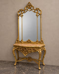 Gilded Marble-Top Console and Mirror in a styled setting