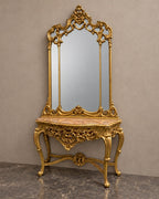 Gilded Marble-Top Console and Mirror in a styled setting