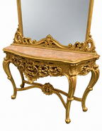 Gilded Marble-Top Console and Mirror — original alternate view and condition details on white