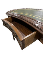 Original drawer and leather surface detail showing age and wear