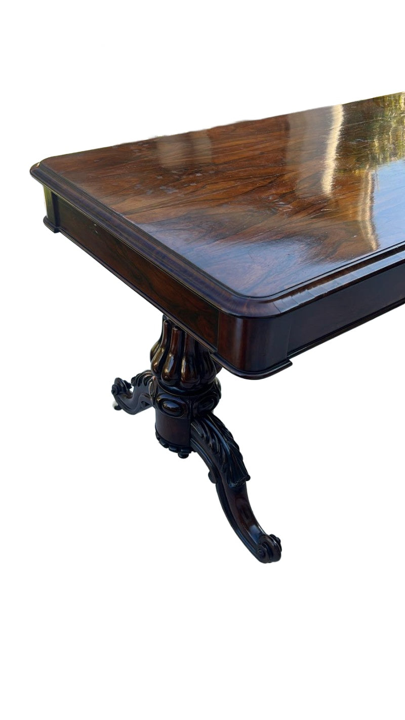 Flame Mahogany Table on Castors — original alternate view and condition details on white