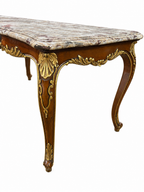 Gilt-Decorated Marble-Top Coffee Table — original alternate view and condition details on white