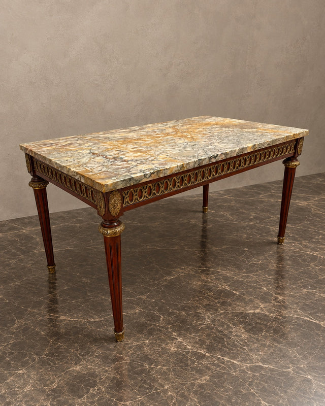 Marble-Top Coffee Table with Gilt Frieze