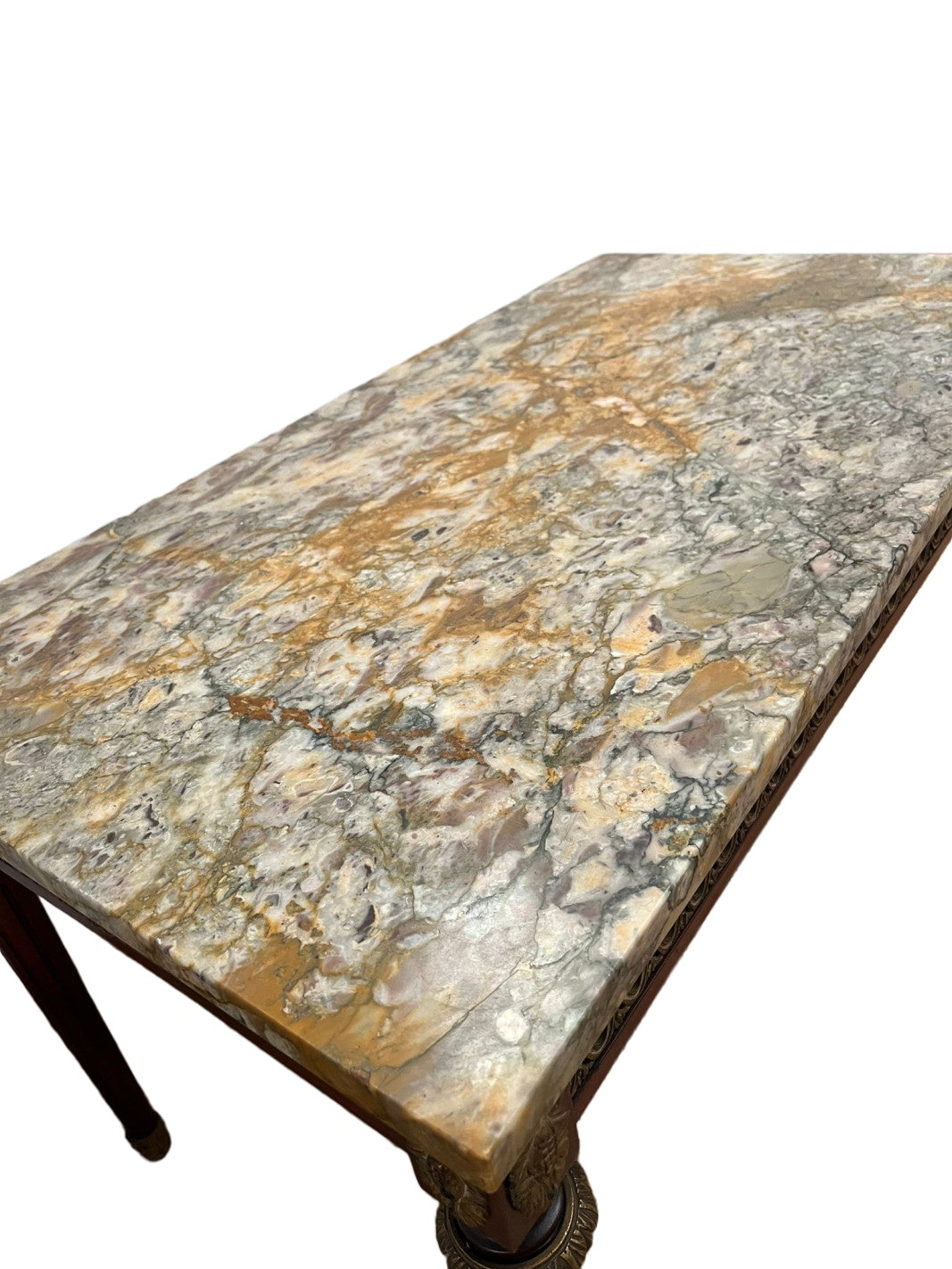 Marble-Top Coffee Table with Gilt Frieze — original alternate view and condition details on white