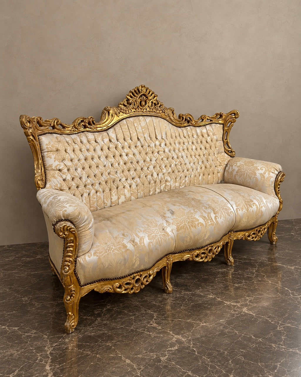 Gilt French-Style Sofa for Restoration in a styled setting