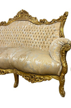 Gilt French-Style Sofa for Restoration — original alternate view and condition details on white