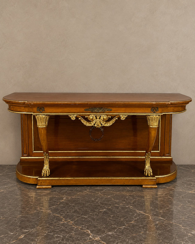 Wide Empire-Style Console with Gilt Paw Supports