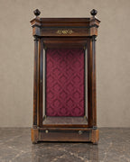 Rosewood Display Cabinet with Burgundy Lining in a styled setting