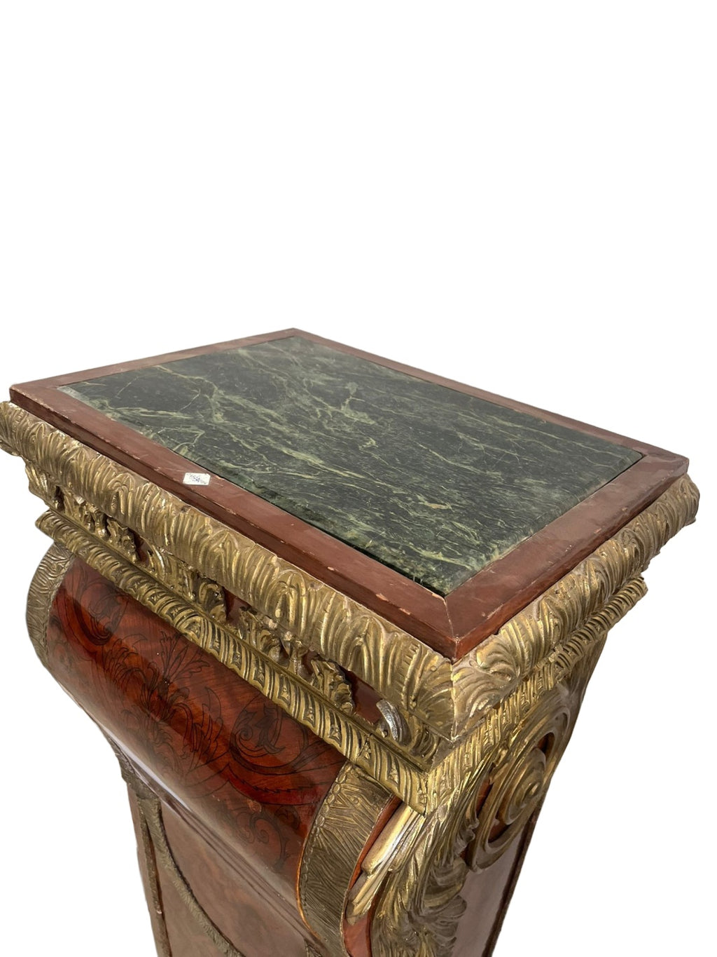 Pair of Bronze-Mounted Marble-Top Pedestals — original alternate view and condition details on white