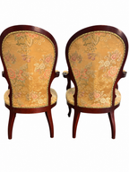 Pair of Floral-Upholstered Mahogany Armchairs — original alternate view and condition details on white