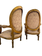 Pair of Gilt Oval-Back Armchairs — original alternate view and condition details on white
