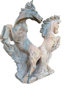 Rearing Horses Carved in Pink Marble — original alternate view and condition details on white