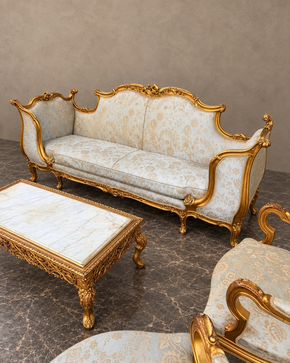 Gilt Baroque-Style Salon Suite in a styled setting