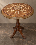 Loop Marquetry Pedestal Table in a styled setting