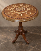 Loop Marquetry Pedestal Table in a styled setting