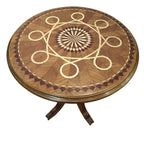 Loop Marquetry Pedestal Table — original alternate view and condition details on white