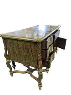 Ornate Metal-Inlaid Writing Desk — original alternate view and condition details on white
