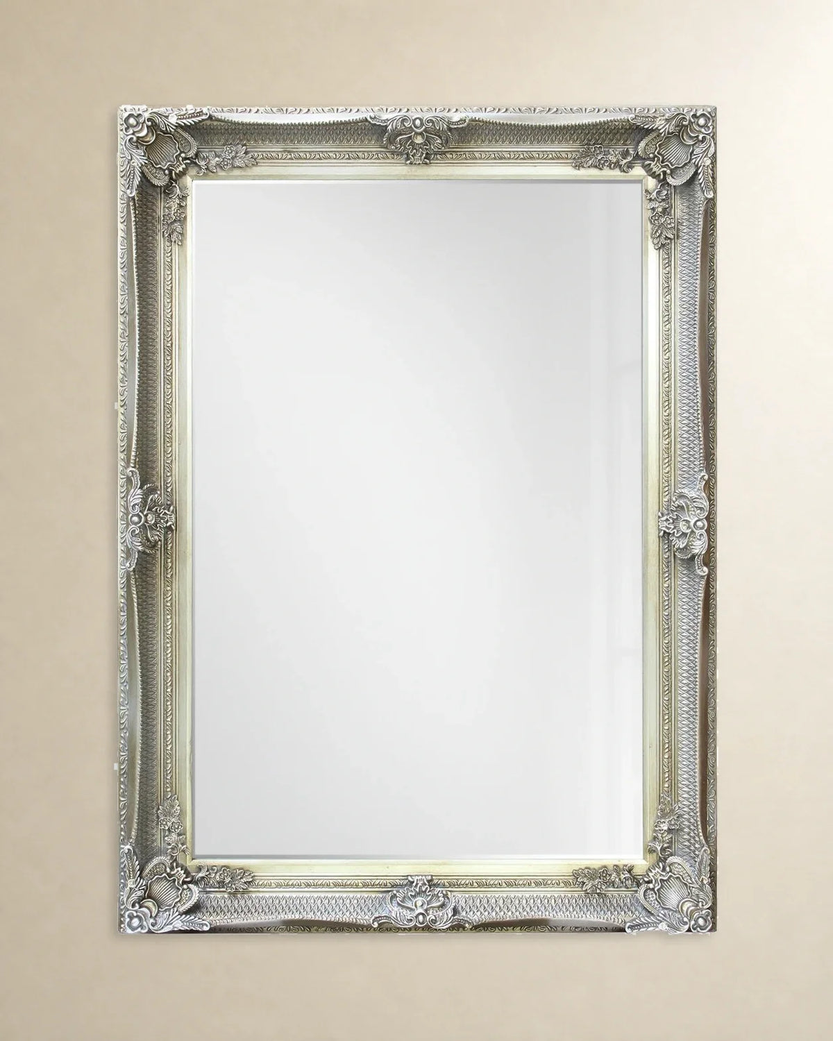 Acanthus Frame Wall Mirror — Silver tone, 60 × 90 cm
