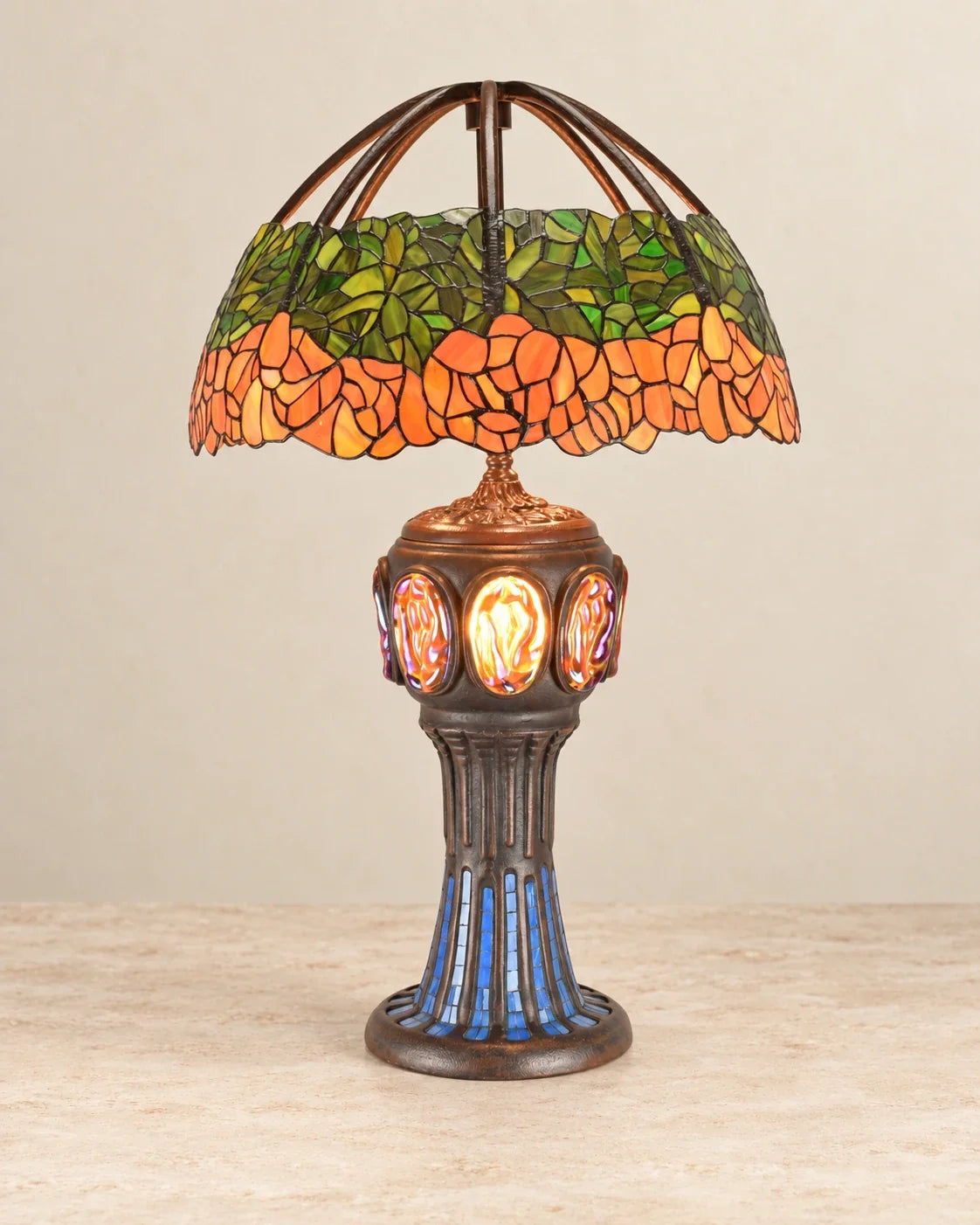 Amber Blossom Tiffany-Style Table Lamp