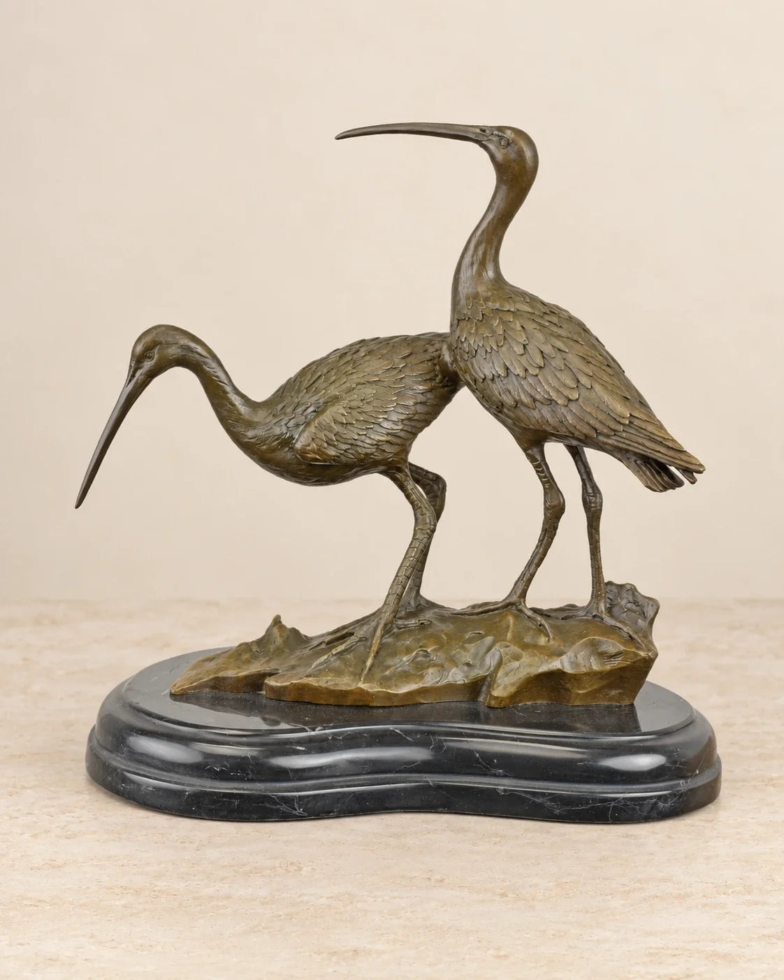 Black-Tailed Godwits Bronze Sculpture — primary view against a warm ivory background