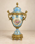 Blue Floral Porcelain Covered Urn