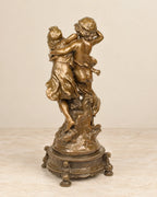 Boy and Girl Bronze Sculpture — reverse view