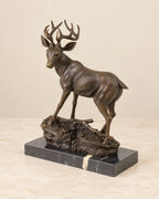 Deer Bronze Sculpture — 32.9 cm Tall — primary view against a warm ivory background
