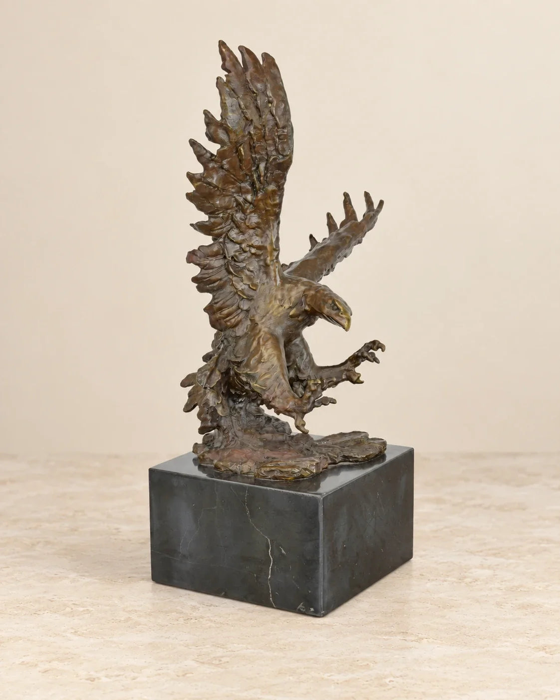 Bronze Eagle Sculpture — 52 cm Tall — primary view against a warm ivory background