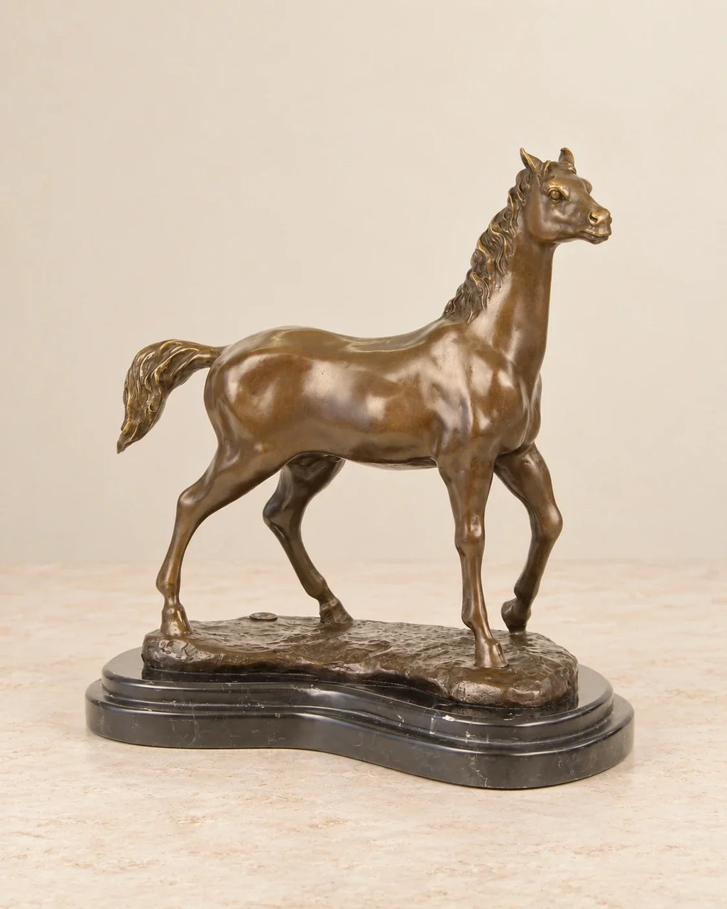 Bronze Horse Sculpture — 29.7 cm Tall — primary view against a warm ivory background