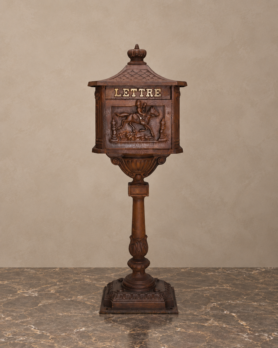 French Cast-Iron Pedestal Letter Box — main view