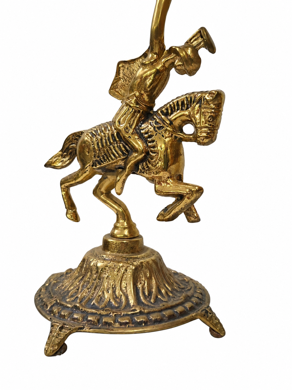 Pair of Mounted Warrior Bronze Candelabra — detail view 2