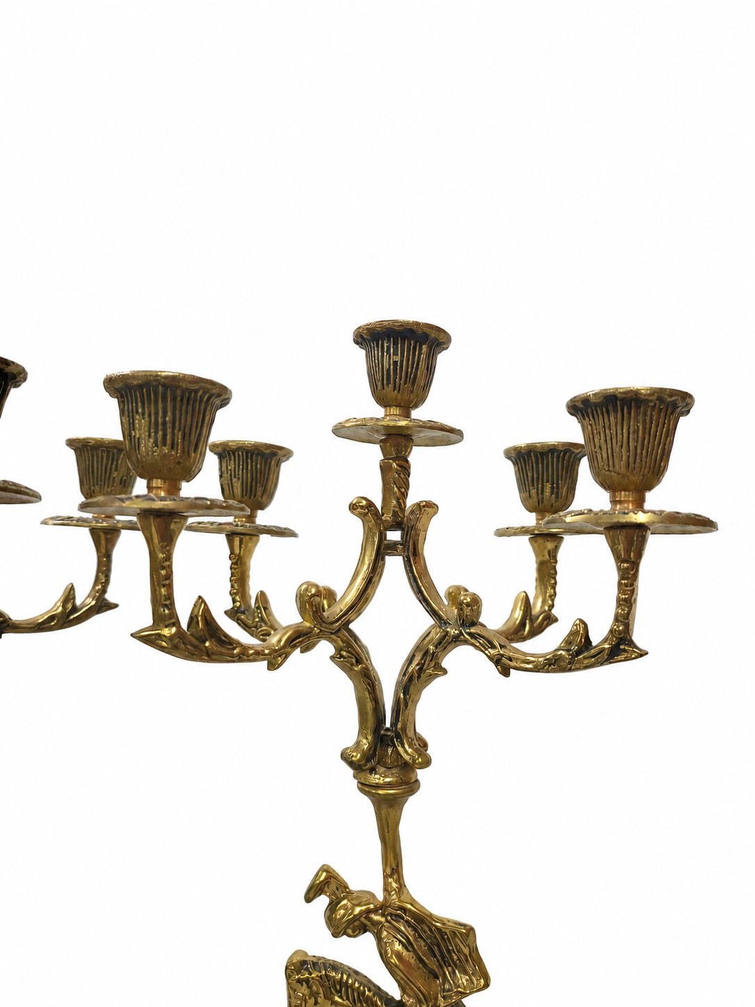 Pair of Mounted Warrior Bronze Candelabra — detail view 3