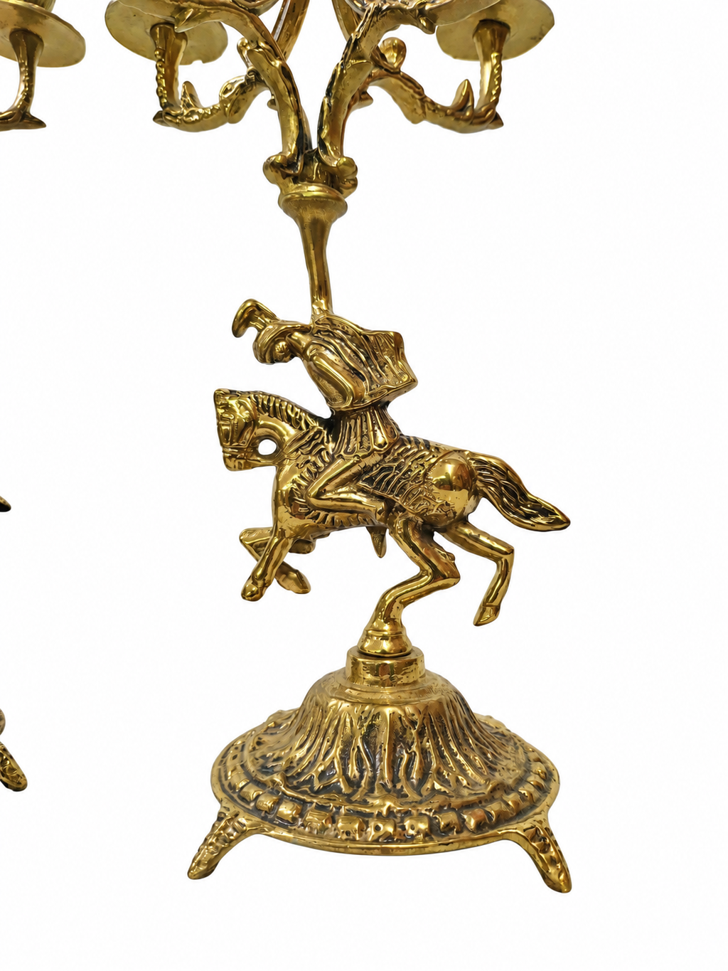 Pair of Mounted Warrior Bronze Candelabra — detail view 4