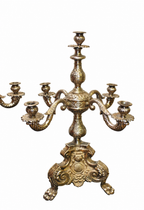 Pair of Five-Light Silvered Metal Candelabra with Claw Feet — detail view 3