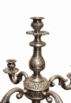 Pair of Five-Light Silvered Metal Candelabra with Claw Feet — detail view 5