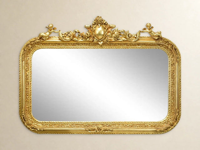 Cherub Crest Overmantel Mirror