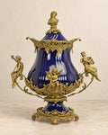 Cobalt Porcelain Cherub Covered Bowl