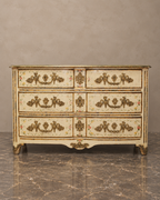 19th-Century Beige Painted Floral Chest of Drawers — main view