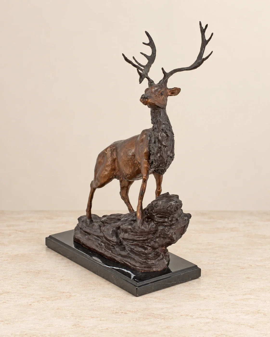 Deer Bronze Sculpture — 53.5 cm Tall — primary view against a warm ivory background
