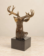Deer Head Bronze Sculpture — primary view against a warm ivory background
