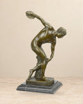Discus Thrower Bronze Sculpture — front view