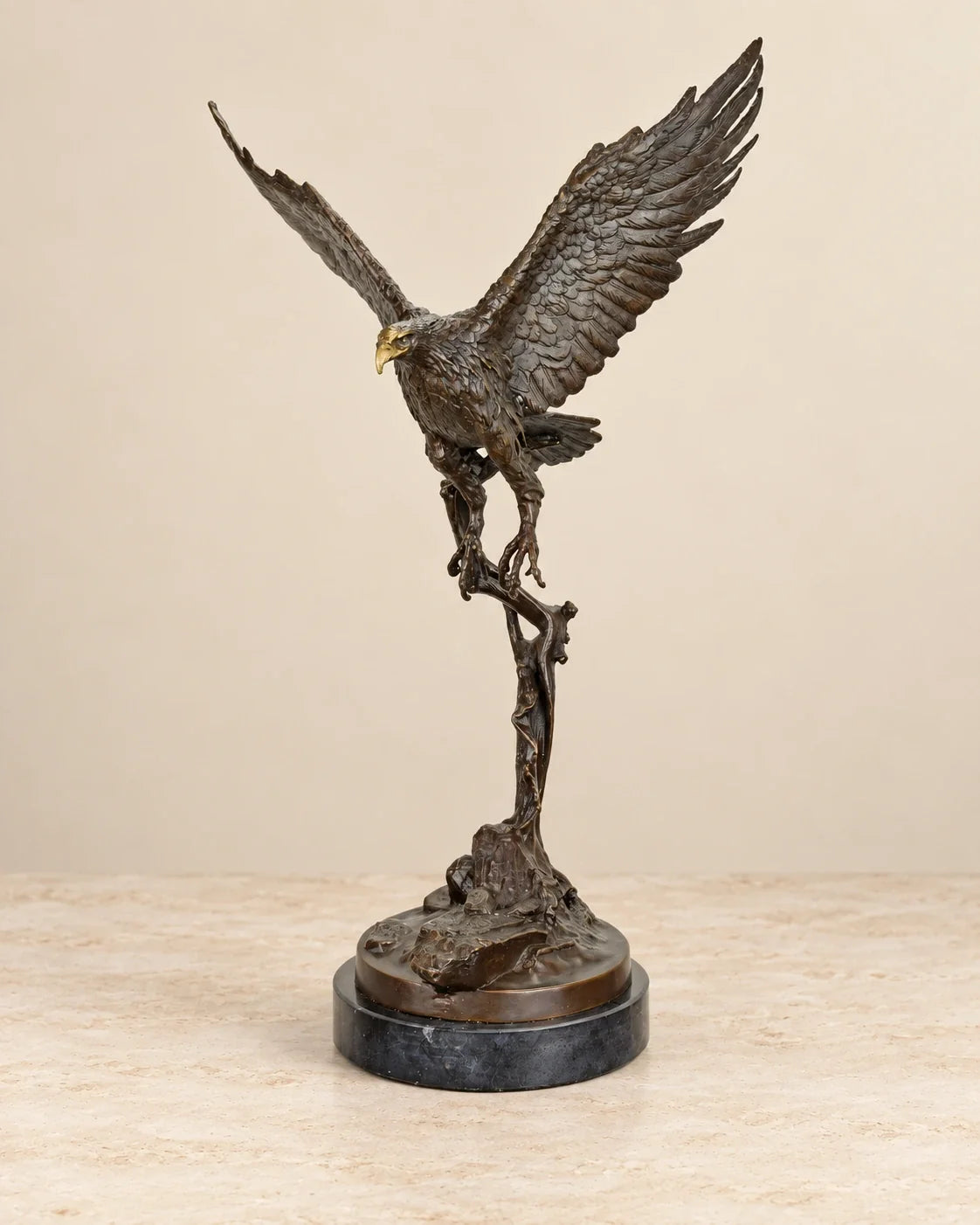 Eagle in Flight Bronze Sculpture — 49.9 cm Tall — primary view against a warm ivory background