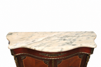 Floral Marquetry Two-Door Cabinet with White Marble Top — detail on white background