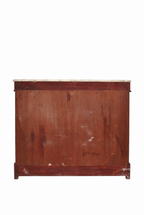 Floral Marquetry Two-Door Cabinet with White Marble Top — detail on white background