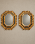 Pair of Antique Octagonal Giltwood and Green-Glass Mirrors — main view