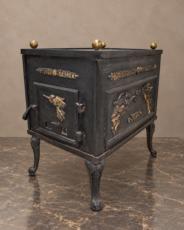 Cast-Iron Stove with Musician Cherub Reliefs